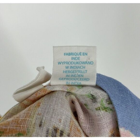 Cynthia Rowley Top Size Medium Linen Greek Island Print Short Sleeve Button Back - Picture 8 of 9